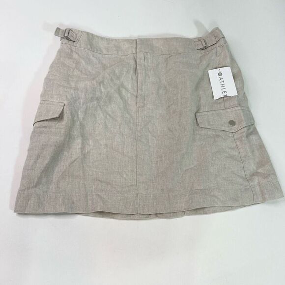 Athleta Skirt Womens 14 Beige Undyed Linen Essential Buckle Cargo Pocket new - Picture 1 of 9
